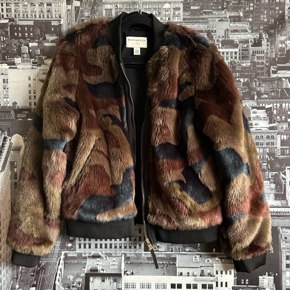 Anthro Marrakech Faux Fur Bomber Jacket - Picture 2 of 9